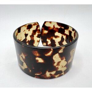 Vintage Translucent Faux Tortoise Shell  Wide Cuff Bracelet
